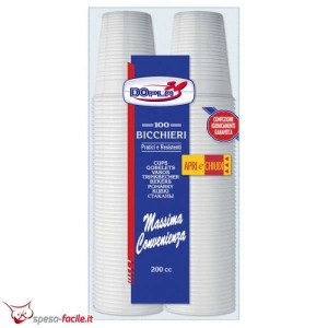 BICCHIERIPLASTICA VANTO CC 200 X 100 PEZZI A FILA   BIANCHI