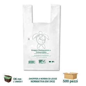 SHOPPER (SPORTINE) BIO 27X50    GR.9  BIANCO PZ.500