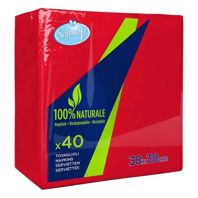 TOVAGLIOLI CARTA COLORATI 38 X 38 2 VELI SOFT SOFT PZ.40 CADAUNO  ROSSO