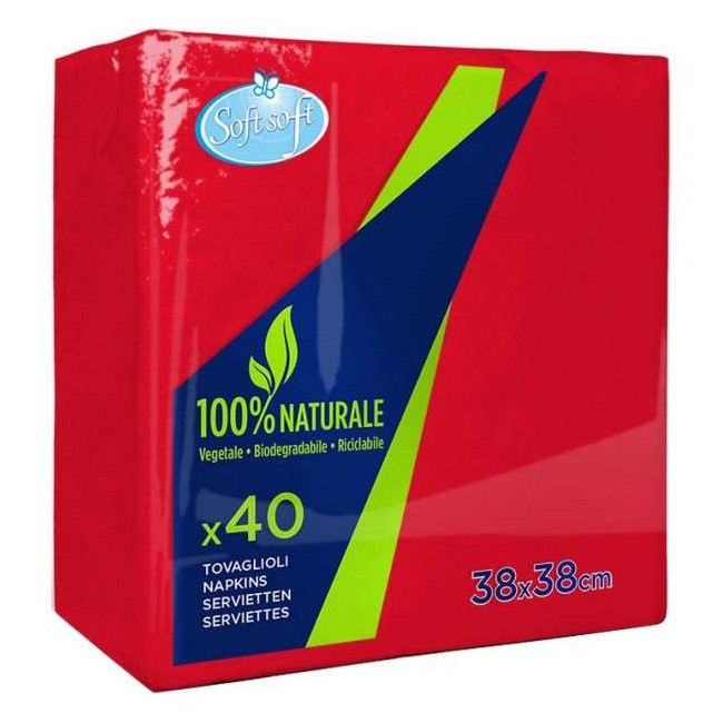 TOVAGLIOLI CARTA COLORATI 38 X 38 2 VELI SOFT SOFT PZ.40 CADAUNO ROSSO