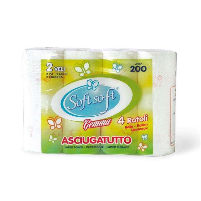 CARTA ASCIUGATUTTO 2 VELI SOFT  X 4 ROTOLI